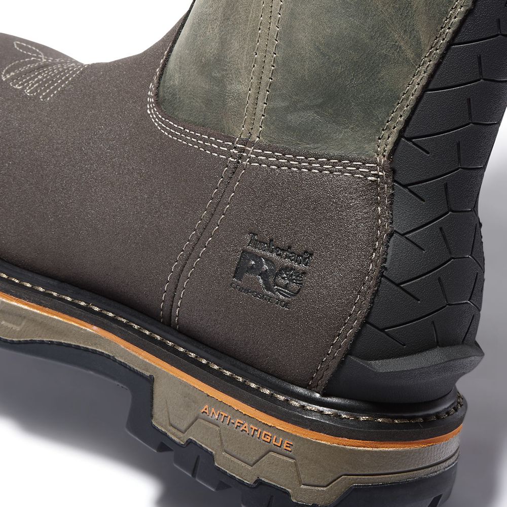 Bocanci Pro Timberland Barbati Masline Verzi/Maro - True Grit Waterproof Composite-Toe Pull-On - Rom